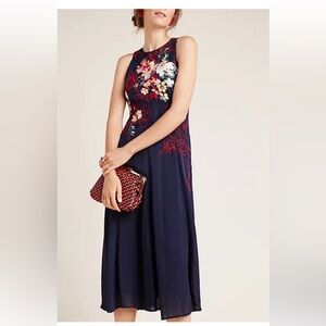 By antropologíe gorgeous Embroided blue dress size 12,